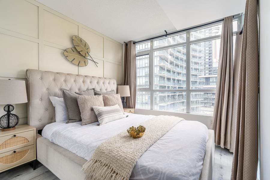 Furnished condo suite interior at The Parade, Iceboat Terrace, Dan Leckie Way & Capreol Ct · CityPlace, CityPlace, downtown Toronto